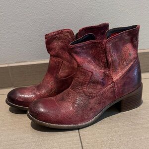 Women's Red Leather Diba True red ankle Boots